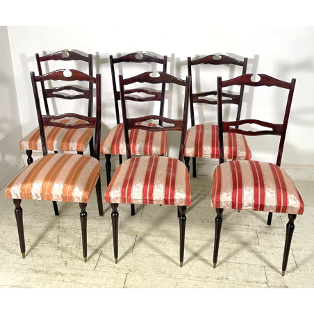 SET 6 SEDIE TAVOLO PRANZO DESIGN VINTAGE ATTR. PAOLO BUFFA CHIAVARINE ANNI 50