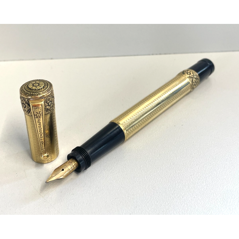 FENDOGRAPH Antica Penna Stilografica RETRATTILE Safety ORO 18kr OLD FOUNTAIN PEN
