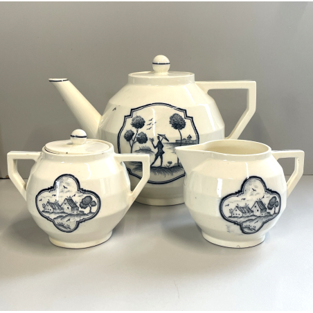 SERVIZIO DA TE CERAMICA ITALIANA SCI LAVENO LATTIERA ZUCCHERIERA TEIERA DECORO