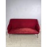 ANTICO DIVANO VINTAGE TESSUTO ROSSO ANNI 50 GAMBE OTTONE SOFA ITALIA DESIGN
