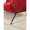 ANTICO DIVANO VINTAGE TESSUTO ROSSO ANNI 50 GAMBE OTTONE SOFA ITALIA DESIGN