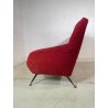 ANTICO DIVANO VINTAGE TESSUTO ROSSO ANNI 50 GAMBE OTTONE SOFA ITALIA DESIGN