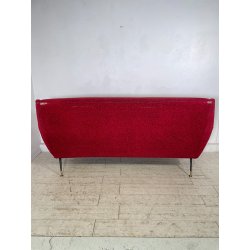 ANTICO DIVANO VINTAGE TESSUTO ROSSO ANNI 50 GAMBE OTTONE SOFA ITALIA DESIGN