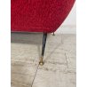 ANTICO DIVANO VINTAGE TESSUTO ROSSO ANNI 50 GAMBE OTTONE SOFA ITALIA DESIGN