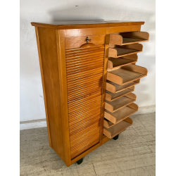 ANTICO SCHEDARIO VINTAGE UFFICIO ANNI 50 CASSETTIERA SERRANDA ARCHIVIO STIPO