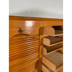 ANTICO SCHEDARIO VINTAGE UFFICIO ANNI 50 CASSETTIERA SERRANDA ARCHIVIO STIPO