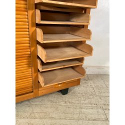 ANTICO SCHEDARIO VINTAGE UFFICIO ANNI 50 CASSETTIERA SERRANDA ARCHIVIO STIPO