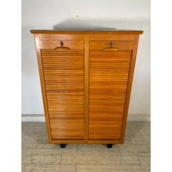 ANTICO SCHEDARIO VINTAGE UFFICIO ANNI 50 CASSETTIERA SERRANDA ARCHIVIO STIPO