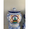 COPPIA VASI DERUTA MAIOLICA CERAMICA ALBARELLO DECORO DIPINTO BLU VASE COFFEINUM