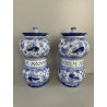 COPPIA VASI DERUTA MAIOLICA CERAMICA ALBARELLO DECORO DIPINTO BLU VASE COFFEINUM