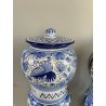 COPPIA VASI DERUTA MAIOLICA CERAMICA ALBARELLO DECORO DIPINTO BLU VASE COFFEINUM