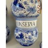COPPIA VASI DERUTA MAIOLICA CERAMICA ALBARELLO DECORO DIPINTO BLU VASE COFFEINUM
