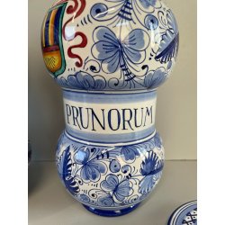 COPPIA VASI DERUTA MAIOLICA CERAMICA ALBARELLO DECORO DIPINTO BLU VASE COFFEINUM