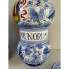 COPPIA VASI DERUTA MAIOLICA CERAMICA ALBARELLO DECORO DIPINTO BLU VASE COFFEINUM