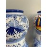 COPPIA VASI DERUTA MAIOLICA CERAMICA ALBARELLO DECORO DIPINTO BLU VASE COFFEINUM