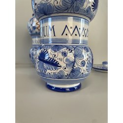 COPPIA VASI DERUTA MAIOLICA CERAMICA ALBARELLO DECORO DIPINTO BLU VASE COFFEINUM