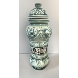 ANTICO VASO ALBISSOLA CERAMICA ALBARELLO DECORO DIPINTO VERDE VASE FARMACIA