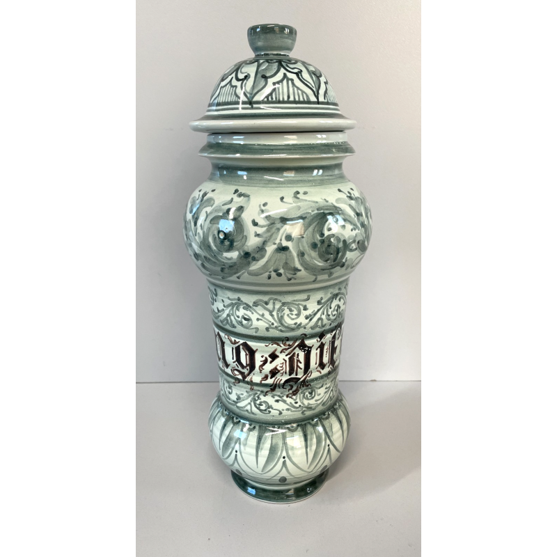 ANTICO VASO ALBISSOLA CERAMICA ALBARELLO DECORO DIPINTO VERDE VASE FARMACIA
