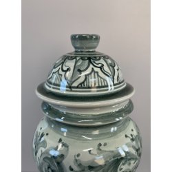 ANTICO VASO ALBISSOLA CERAMICA ALBARELLO DECORO DIPINTO VERDE VASE FARMACIA