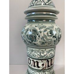 ANTICO VASO ALBISSOLA CERAMICA ALBARELLO DECORO DIPINTO VERDE VASE FARMACIA