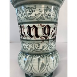 ANTICO VASO ALBISSOLA CERAMICA ALBARELLO DECORO DIPINTO VERDE VASE FARMACIA