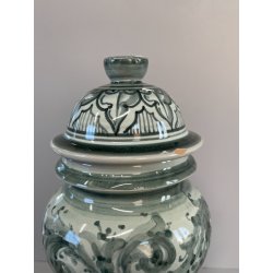 ANTICO VASO ALBISSOLA CERAMICA ALBARELLO DECORO DIPINTO VERDE VASE FARMACIA