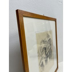 QUADRO DISEGNO SCHIZZO Alessandro Giozza SCORCIO BAITA MONTAGNE DOMODOSSOLA '900