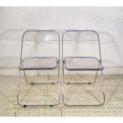 COPPIA SEDIA PIEGHEVOLE Plia Giancarlo Piretti Anonima Castelli CROMO ANNI 70