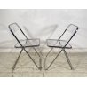 COPPIA SEDIA PIEGHEVOLE Plia Giancarlo Piretti Anonima Castelli CROMO ANNI 70