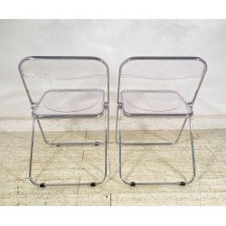 COPPIA SEDIA PIEGHEVOLE Plia Giancarlo Piretti Anonima Castelli CROMO ANNI 70