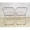 COPPIA SEDIA PIEGHEVOLE Plia Giancarlo Piretti Anonima Castelli CROMO ANNI 70