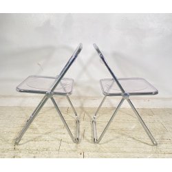 COPPIA SEDIA PIEGHEVOLE Plia Giancarlo Piretti Anonima Castelli CROMO ANNI 70