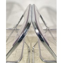 COPPIA SEDIA PIEGHEVOLE Plia Giancarlo Piretti Anonima Castelli CROMO ANNI 70