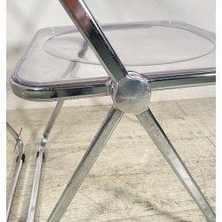 COPPIA SEDIA PIEGHEVOLE Plia Giancarlo Piretti Anonima Castelli CROMO ANNI 70