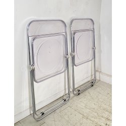 COPPIA SEDIA PIEGHEVOLE Plia Giancarlo Piretti Anonima Castelli CROMO ANNI 70