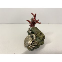 PICCOLA SCULTURA GRANCHIO ARGENTO 800 BASE METALLO POLICROMO BARRIERA CORALLINA