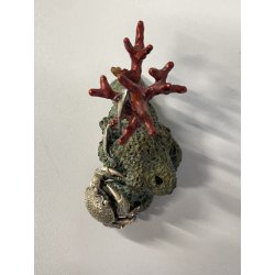 PICCOLA SCULTURA GRANCHIO ARGENTO 800 BASE METALLO POLICROMO BARRIERA CORALLINA