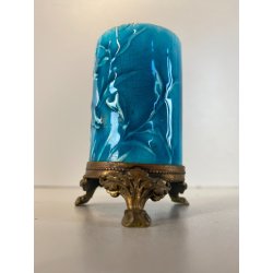 SMALL VASE MAIOLICA TURCHESE Vieillard&C METALLO DECORO LIBERTY FLOREALE ø5,7cm