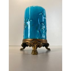 SMALL VASE MAIOLICA TURCHESE Vieillard&C METALLO DECORO LIBERTY FLOREALE ø5,7cm