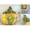 ZUPPIERA VINTAGE  ZUCCA COPERCHIO MESTOLO CERAMICA BIANCA DIPINTA A MANO ø32 cm