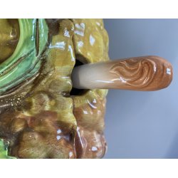 ZUPPIERA VINTAGE  ZUCCA COPERCHIO MESTOLO CERAMICA BIANCA DIPINTA A MANO ø32 cm