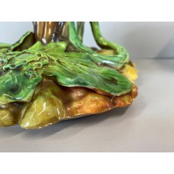 ZUPPIERA VINTAGE  ZUCCA COPERCHIO MESTOLO CERAMICA BIANCA DIPINTA A MANO ø32 cm