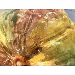 ZUPPIERA VINTAGE  ZUCCA COPERCHIO MESTOLO CERAMICA BIANCA DIPINTA A MANO ø32 cm