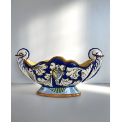 ANTICO VASO CENTROTAVOLA CERAMICA CALTAGIRONE DECORO VEGETALE RINASCIMENTALE