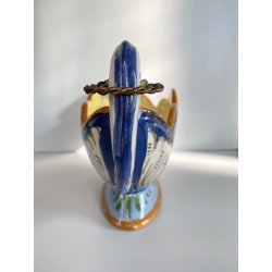 ANTICO VASO CENTROTAVOLA CERAMICA CALTAGIRONE DECORO VEGETALE RINASCIMENTALE