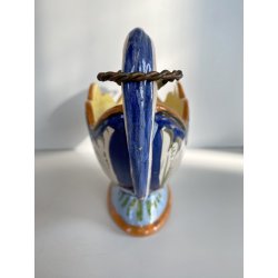 ANTICO VASO CENTROTAVOLA CERAMICA CALTAGIRONE DECORO VEGETALE RINASCIMENTALE