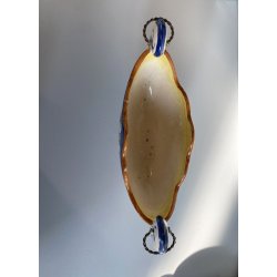 ANTICO VASO CENTROTAVOLA CERAMICA CALTAGIRONE DECORO VEGETALE RINASCIMENTALE