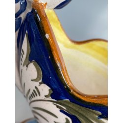 ANTICO VASO CENTROTAVOLA CERAMICA CALTAGIRONE DECORO VEGETALE RINASCIMENTALE