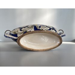 ANTICO VASO CENTROTAVOLA CERAMICA CALTAGIRONE DECORO VEGETALE RINASCIMENTALE