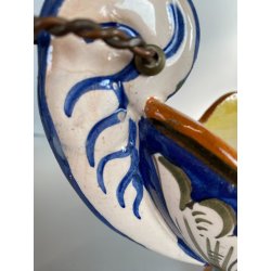 ANTICO VASO CENTROTAVOLA CERAMICA CALTAGIRONE DECORO VEGETALE RINASCIMENTALE